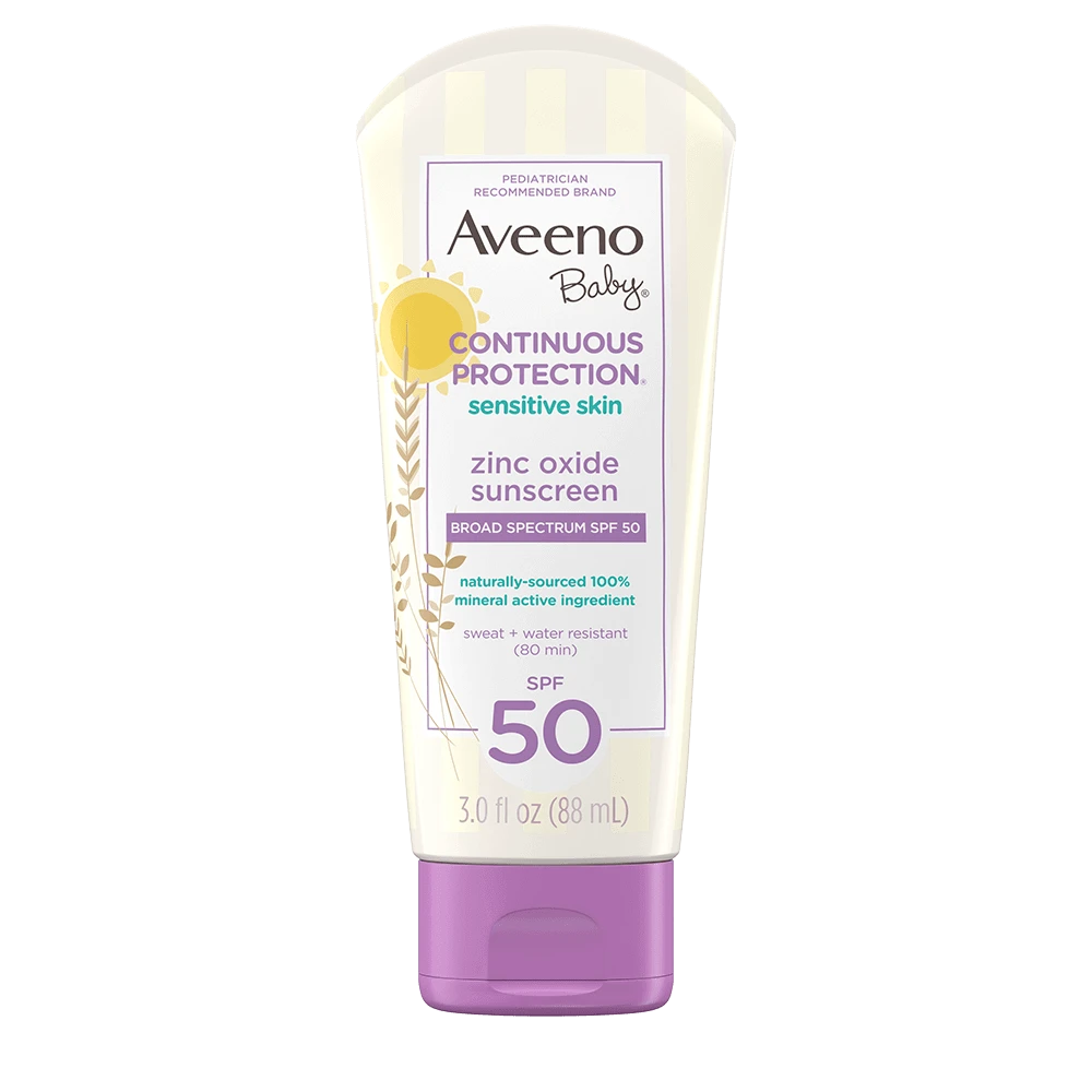 Aveeno Baby Continuous Protection® Sensitive Skin Lotion Zinc Oxide Sunscreen with Broad Spectrum SPF 50  EXP:07/2025