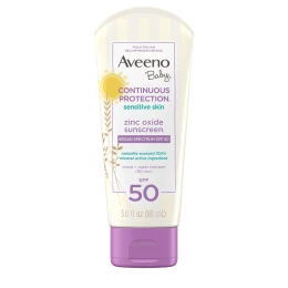 Aveeno Baby Continuous Protection® Sensitive Skin Lotion Zinc Oxide Sunscreen with Broad Spectrum SPF 50 EXP:07/2025