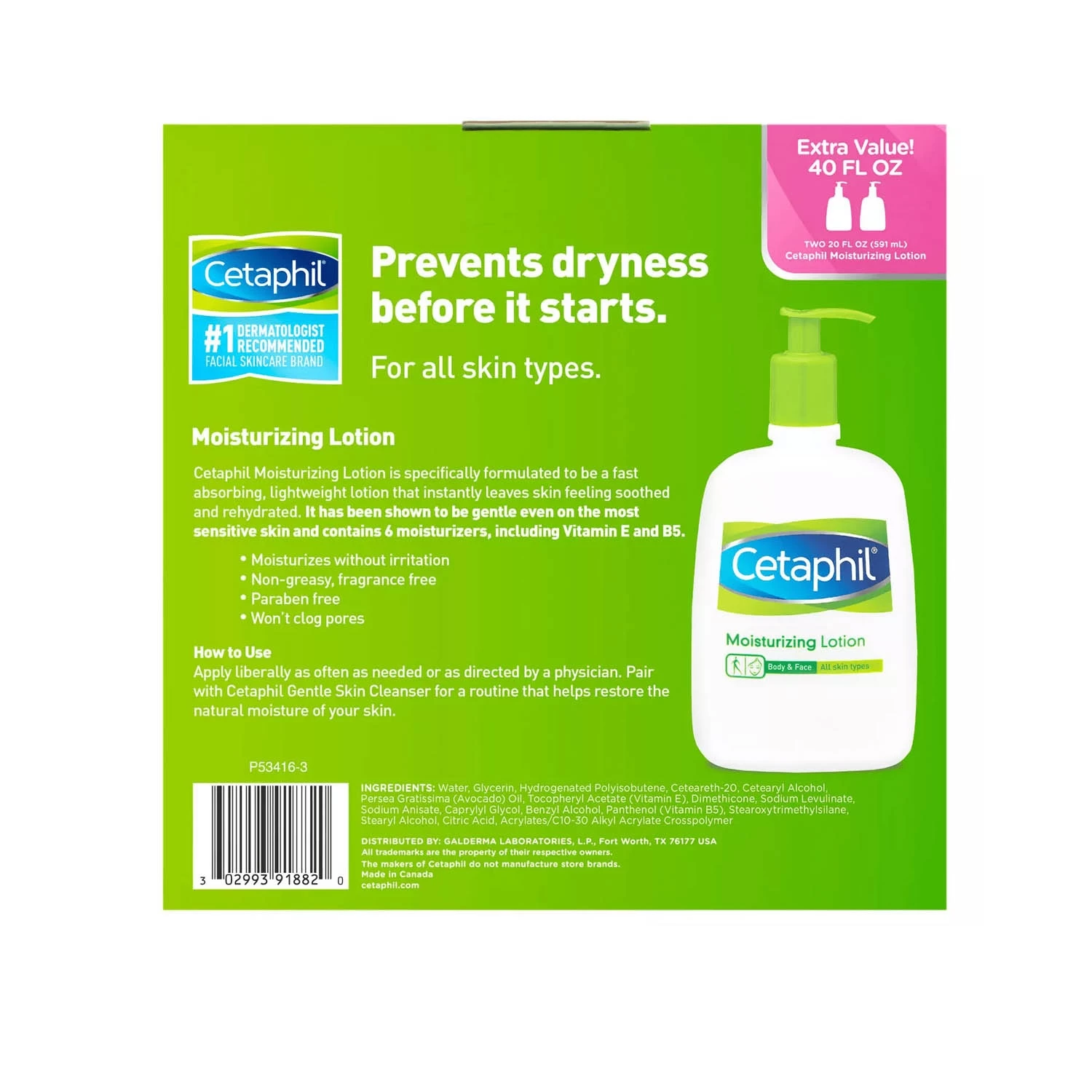 Cetaphil Moisturizing Lotion Combo Pack 591ml 2 pk